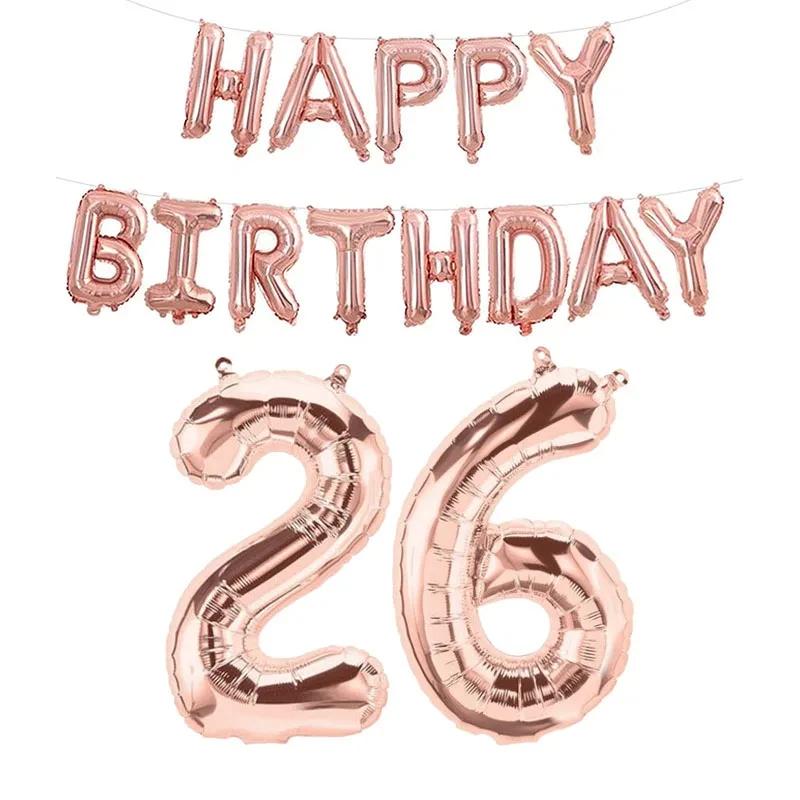 

Happy Birthday Rose Gold Birthday Set Birthday Party Decoration Birthday Party Supplies for Adults and Children Balloon Decorati Number&As the picture