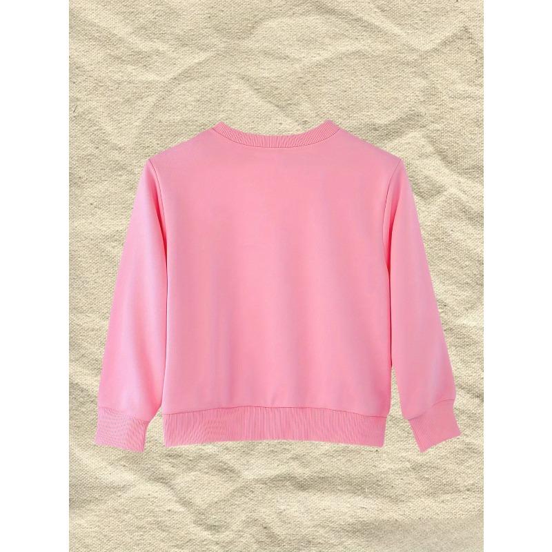 Kids Stylish Crewneck Printed Sweatshirt, Casual Athletic Long Sleeve Top for Daily Wear