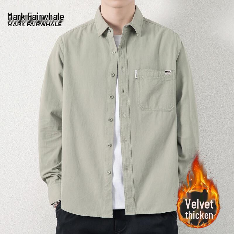 Mark Fairwhale Men's Casual Loose-Fit Cotton Utility Shirt Jacket