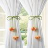 Elastic Band Curtain Tieback Flower Shape Adjustable Window Curtain Buckles Tassels No Punching Curtain Rope Holders Kids Room