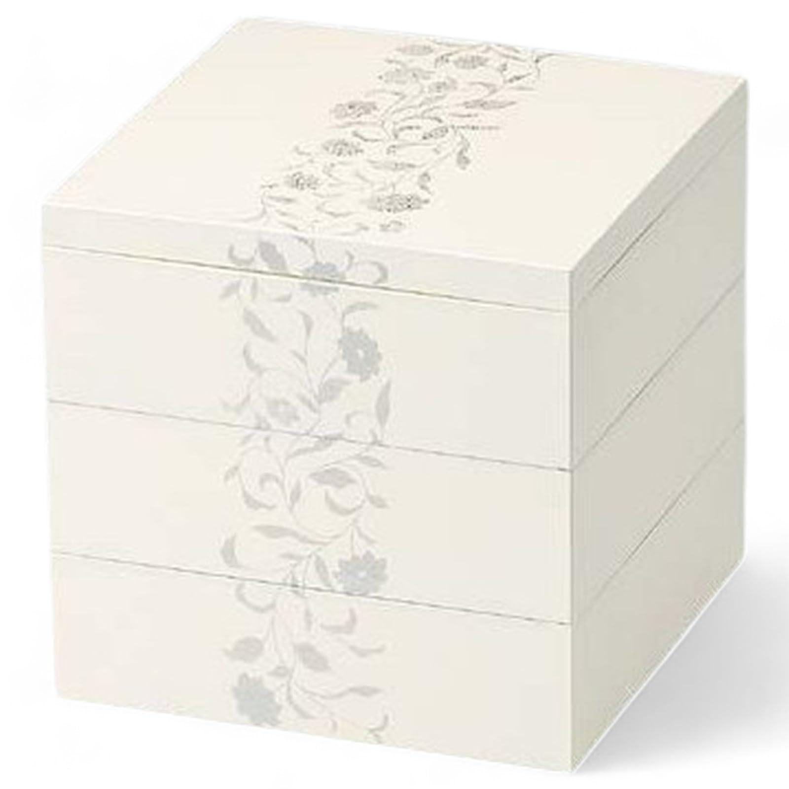 

Lacquerware Bento Art White Made in Japan J-kitchens Box, Deco, 5.5-inch, 3-Tier, (1 Box), 16cm, Resin,