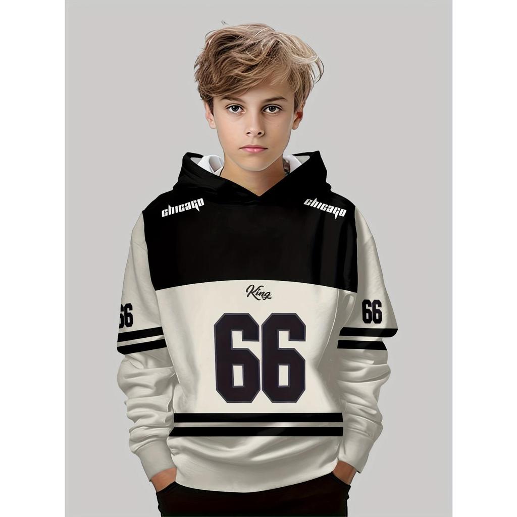 Kinderkleidung, kreativer 3D-bedruckter Kapuzenpullover für Jungen, lässiges Sport-Langarm-Kapuzenshirt für Jungen