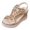 Bohemian Wedge Sandals For Women Thick Sole Plus Size Elastic Band Flip Flops Sandals For Women Dressy Womens Tan Sandals