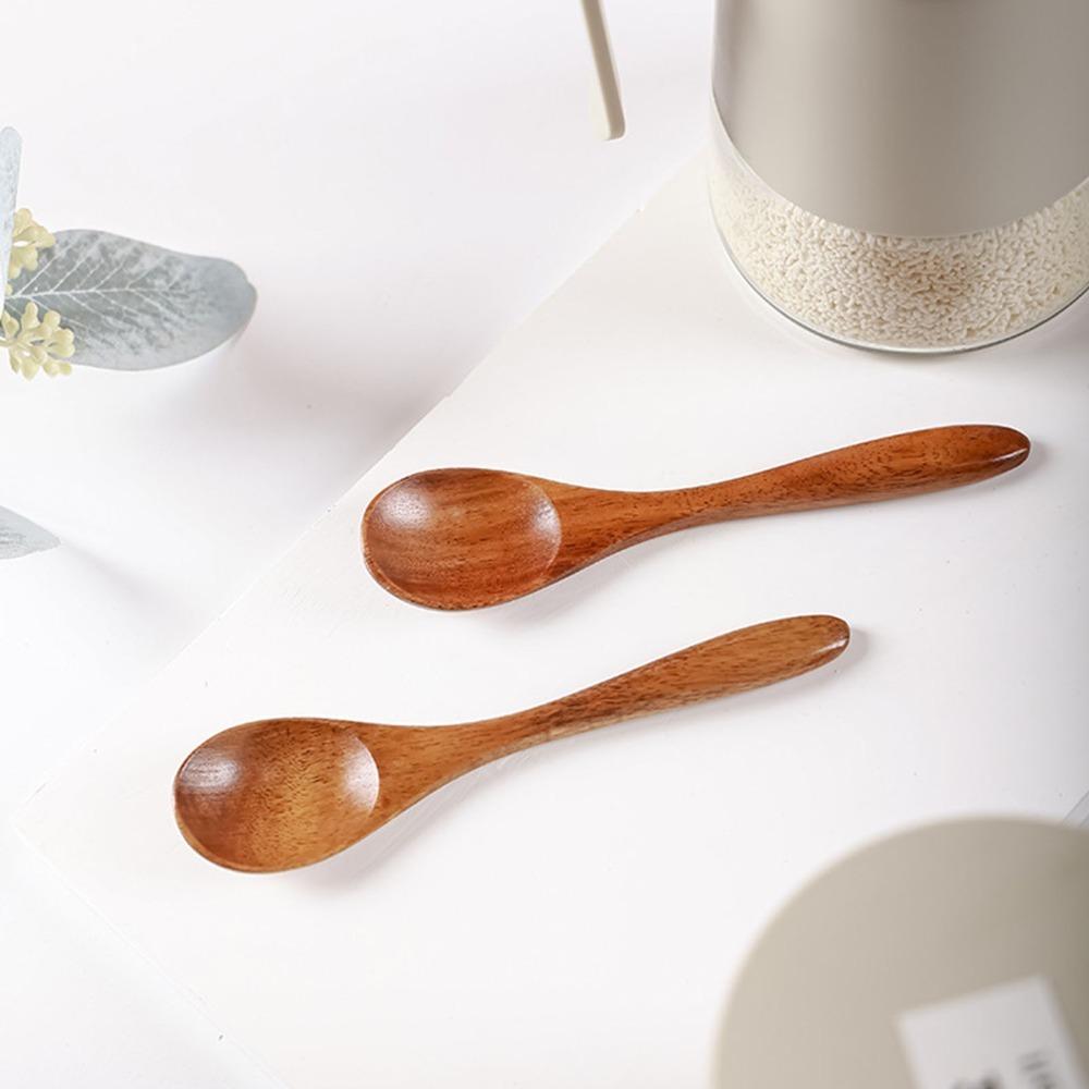 10Pcs Long Handle Wooden Spoon Set Wood Mixing Spoons Versatile Soup Spoons For Eating