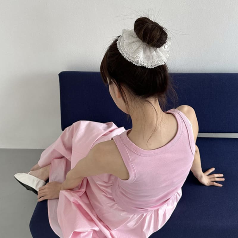 Geegee White Lace Pleats Scrunchie - M Size