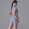 Summer Zip Up Short Sleeve Shorts Yoga Bodysuit For Women Dance Fitness Tight Activewear Yoga Clothes