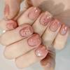 Almond Short Square Head False Nails Manicure Nail Art French Press On Nails Diy with Gel Stickers/Glue Reusable Fake Nails