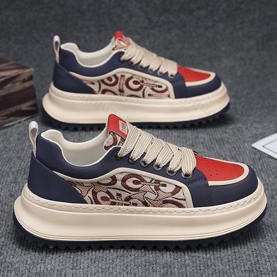 Fashion Men Sneaker Designer Board Shoes Fashion Casual Microfiber Leather Fabric Breath Height Increased Outdoors Flat Platform Shoes