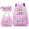 3Pcs/set Backpack for Girl School Teen Student Knapsack Women Rucksack with Lunch Bags Pencil Bag Fish Scale Style Bags