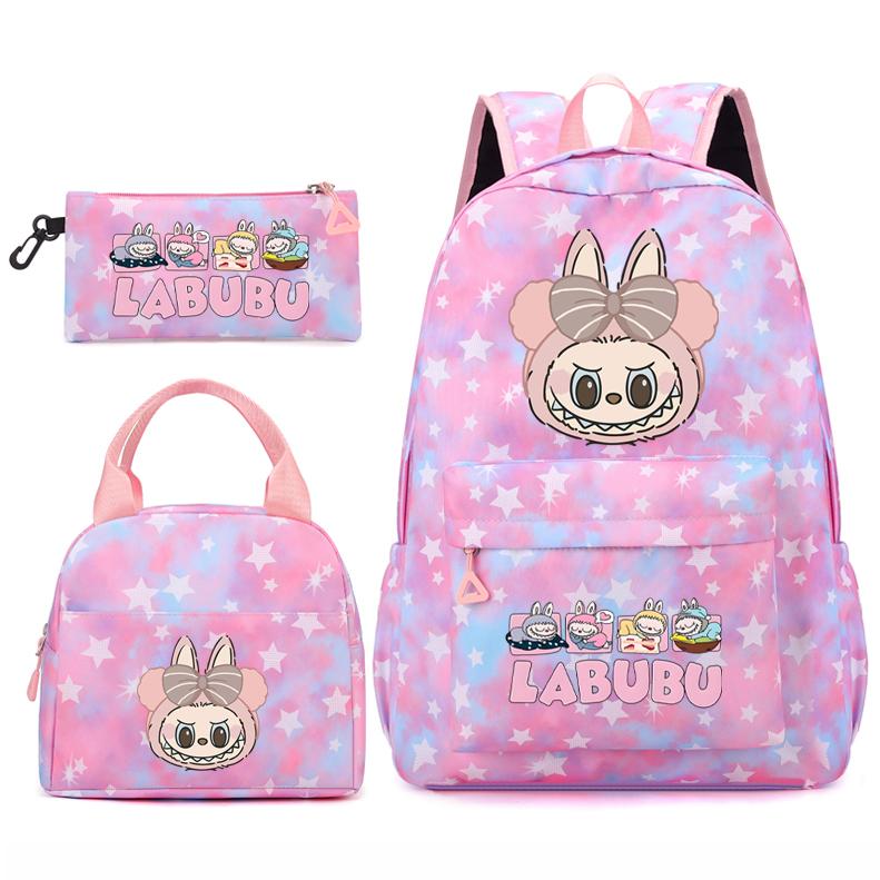 3Pcs/set Backpack for Girl School Teen Student Knapsack Women Rucksack with Lunch Bags Pencil Bag Fish Scale Style Bags
