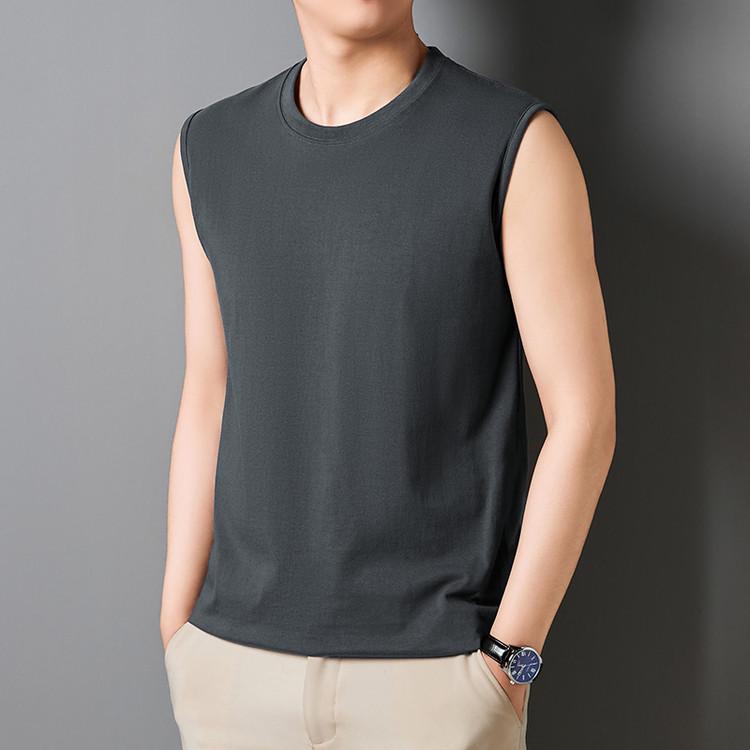 

Men s Heavyweight Cotton Summer Sports Tank Top - Sleeveless Loose Fit Small сірий колір