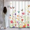 Plant Paradise Shower Curtain - Vibrant Wildflowers & Butterflies, 12 Hooks, Home & Bathroom Decor
