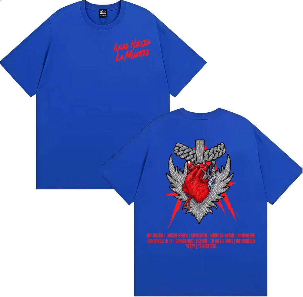 Rapper Anuel AA Real Hasta La Muerte Album Merch Tshirts Men Womens Clothing Vintage Short Sleeve Oversized T Shirt Streetwear