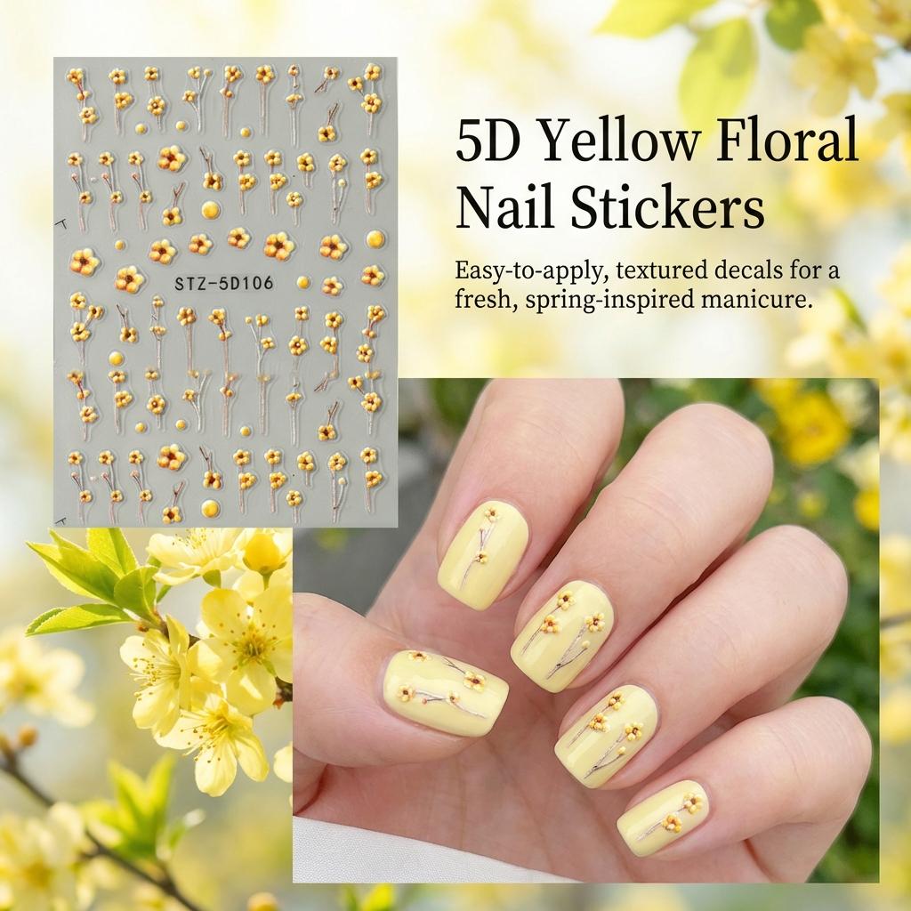 5D Daisy Nail Stickers For Japanese Style DIY Manicure Decoration