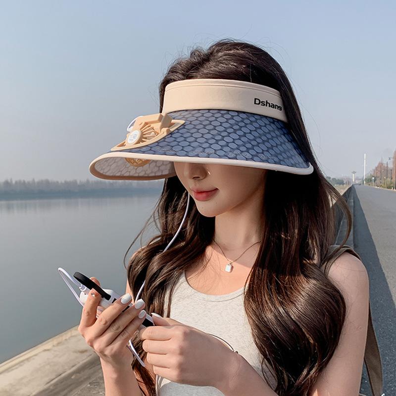 Summer outdoor sun hat children large brim with fan rechargeable empty top hat versatile fashion sun hat