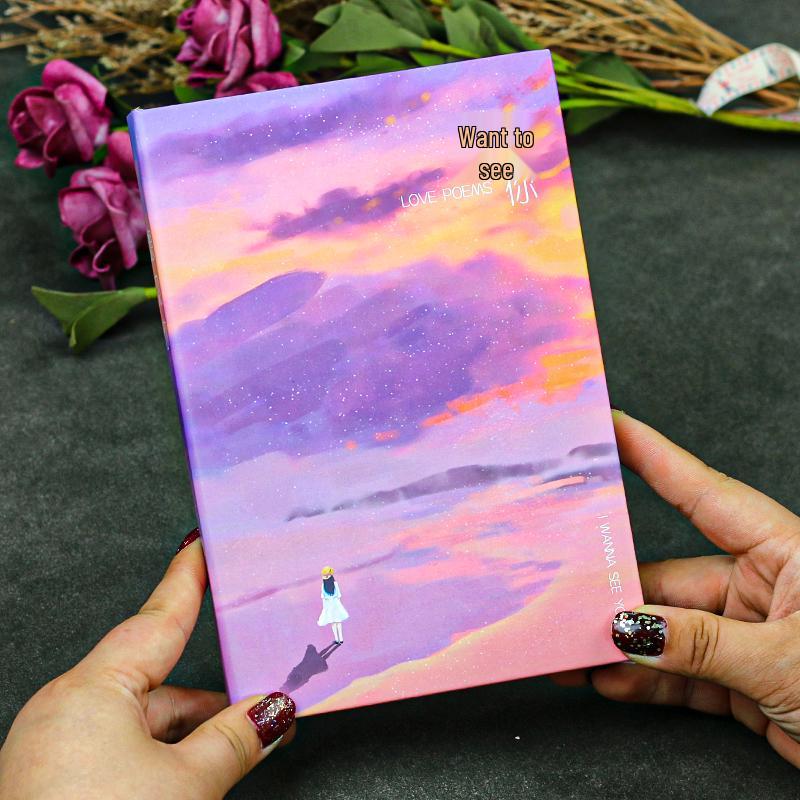 Diário Fofo Estilo Retrô Coreano para Estudantes - Páginas Coloridas, Caderno Grosso