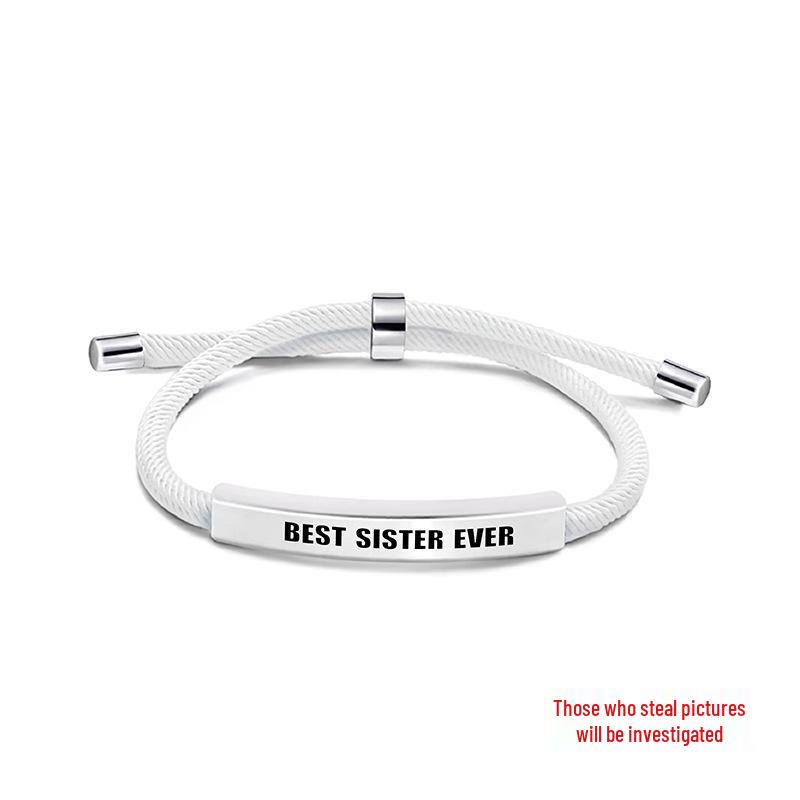 Multicolor Woven Rope Friendship Bracelet - Engraved Stainless Steel Christmas Gift