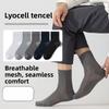 3 Pairs Men's Business Casual Summer Lightweight Mid-Calf Mesh Breathable Anti-Sweat Seamless Stockings