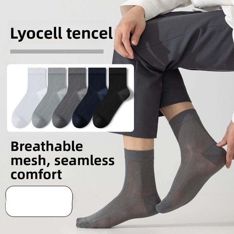 3 Paar Herren Business Casual Sommer Leichte Netz-Kniestrümpfe Atmungsaktiv Schweißableitend Nahtlos