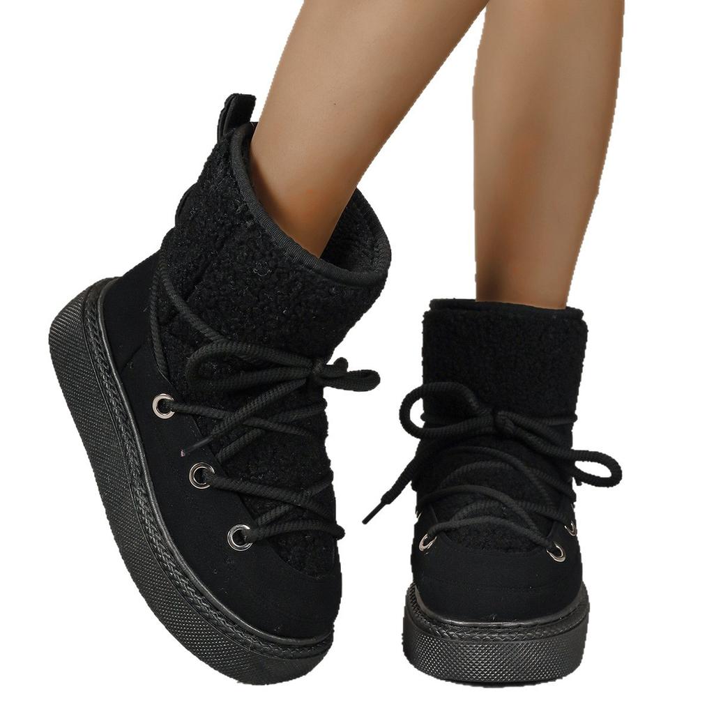 Large size thick-soled snow boots women's new winter thickened thermal casual short cotton boots