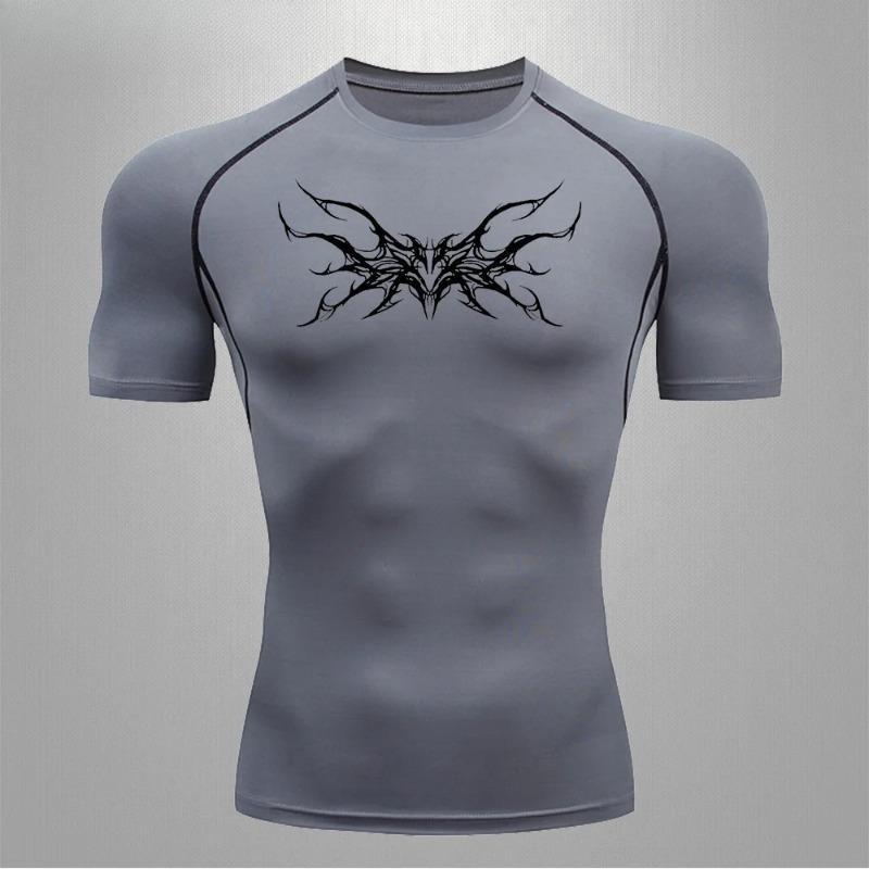Herren Kompressions T-Shirt Fitnessstudio Fitness Training Laufen Schnelltrocknend Mode Sport Sommer Bequem Dehnbar Feuchtigkeitsableitend Enganliegend