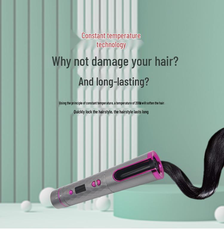 Wireless Automatic Rotating Curling Iron - Portable, Intelligent, Anti-Scald, Hair-Friendly LCD Device