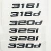 Adesivo con lettere emblema ABS 3D nero 320i 316i 318i 330i 335i 340i 316d 318d 330d 320d per accessori auto E46 E90 F30