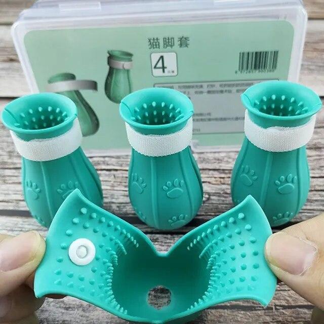 Cat Claw Protector Bath Anti-Scratch Cat Shoes For Cat Adjustable Pet Bath Wash Boots Cat Paw Nail Cover Pet Grooming Supplies