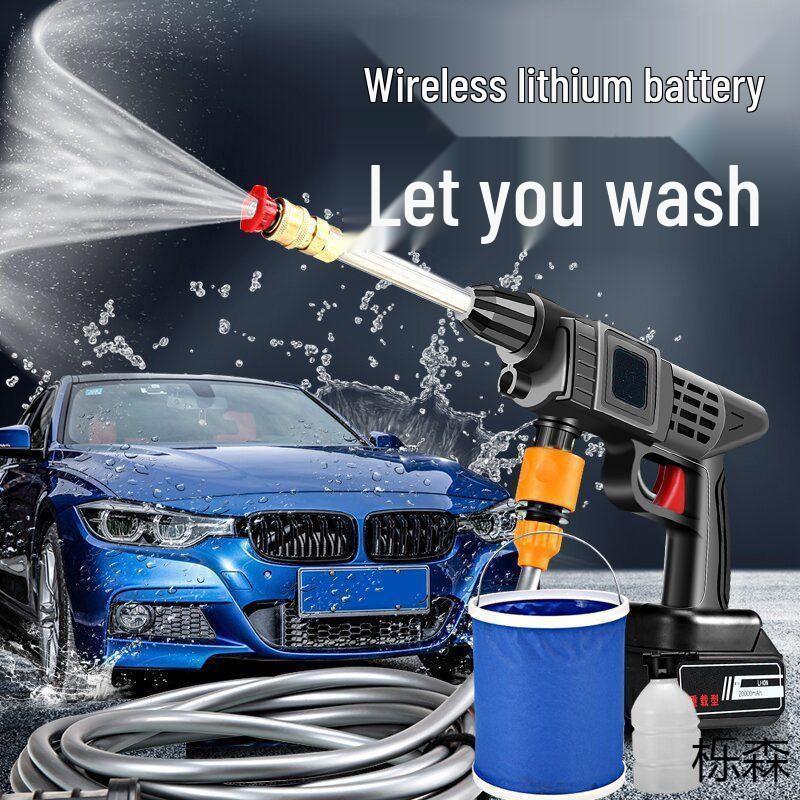 Portable German Cordless Car Washer: High-Pressure Rechargeable Water Gun with Lithium Battery for Household & Commercial Use