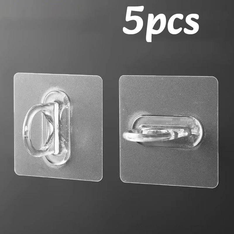 5-30pc Transparent Wall-Mounted Circular Hooks Multifunctional Storage Round Ring Hook Bathroom Home Hang Curtain Rod Bracket