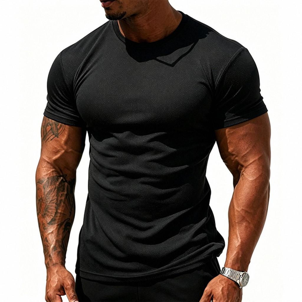 T-shirt Atletica da Uomo a Maniche Corte con Girocollo Leggera Traspirante Basic Vestibilità Classica per l'Uso Quotidiano