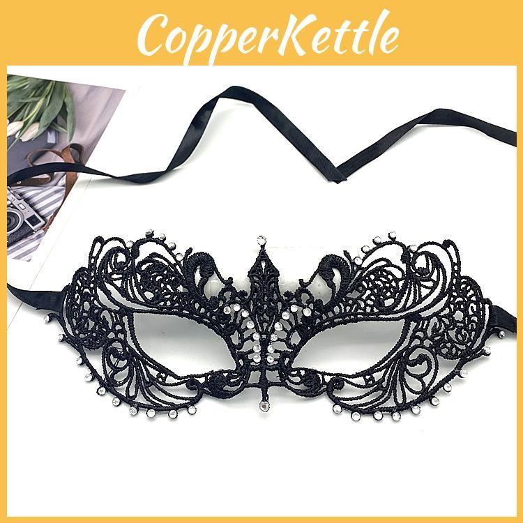 Party Hollow Costume Lace Mask With Water Diamond Decoration For Halloween