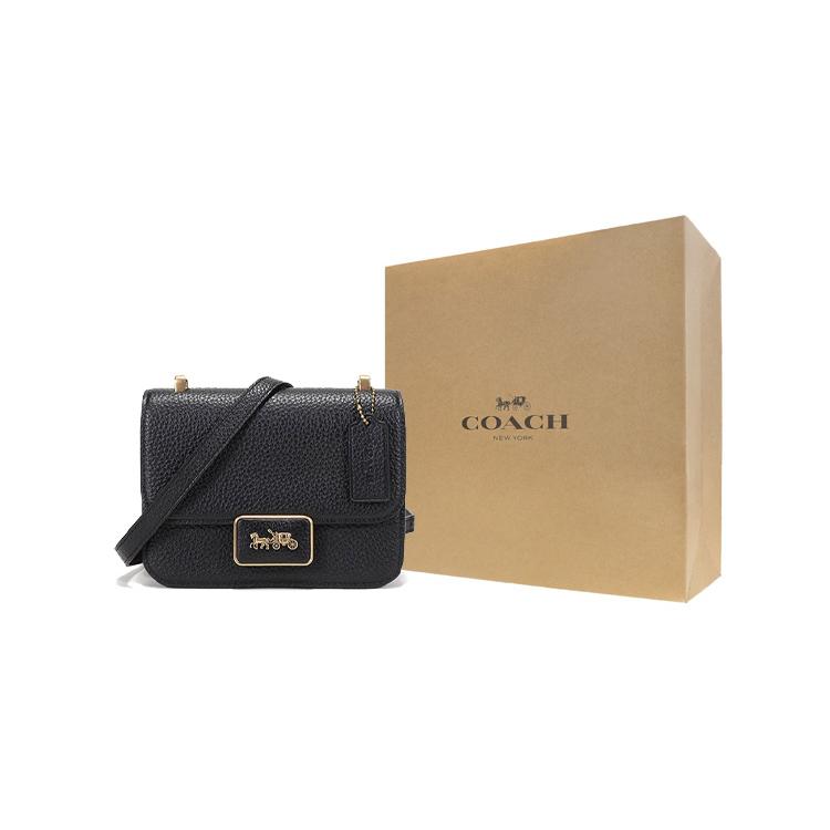 New COACH Alie Leather Messenger Bag Small Square Bag Crossbody Bags Shoulder Bags Women's Black 4617-B4BK