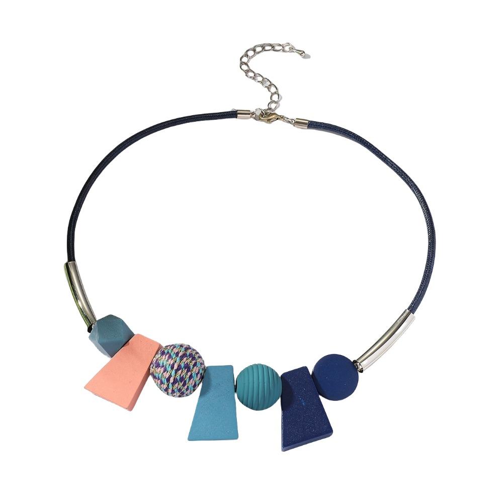 Beads Simple Geometric Necklace Colorful Ethnic Style Necklace Personality Wood Necklace  Daily