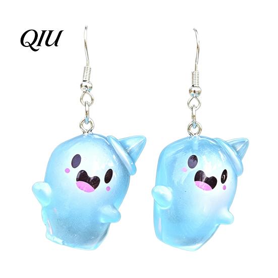Earrings Ghost Glow-in-the-Dark Pendant for Women Decor, Fun Kids Cartoon Cute Earrings, Necklace Halloween Jewelry
