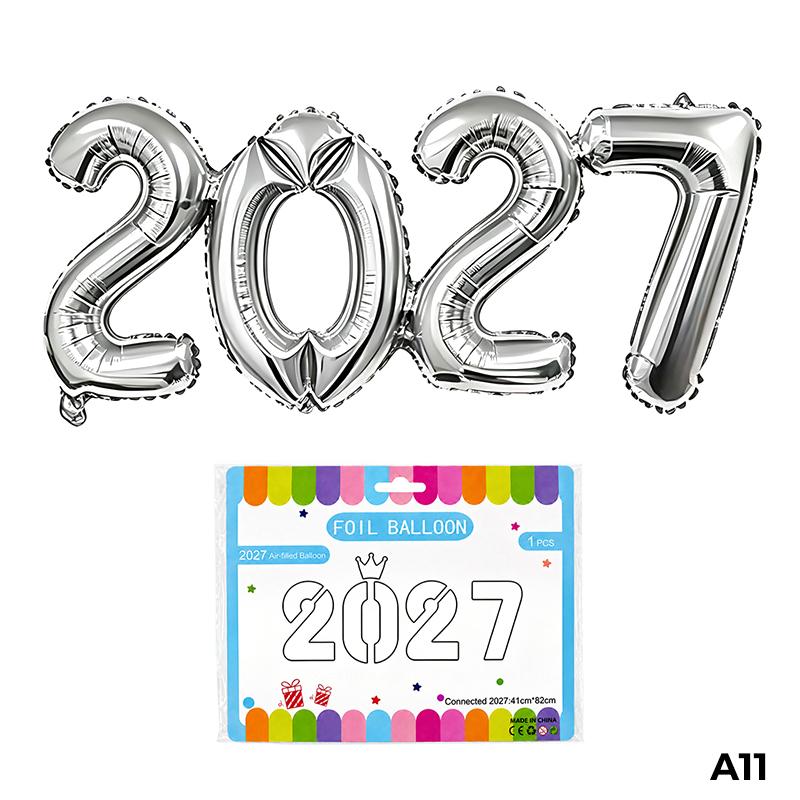 16 Inch Multicolor 2027 Number Balloons Crown Foil Inflatable for New Year Birthday Party Decoration