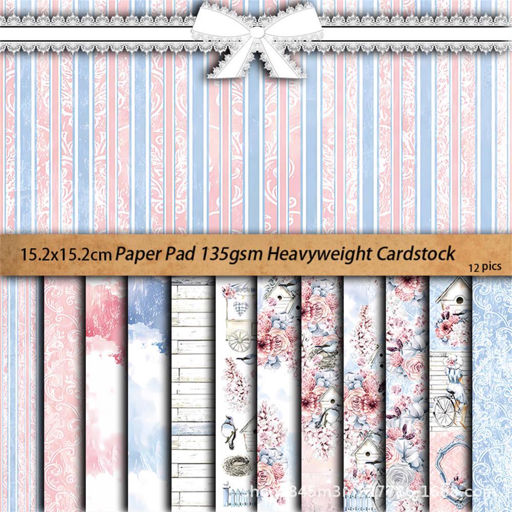 12 Sheets Elodie Retro Background Paper for European and American Collage Journaling