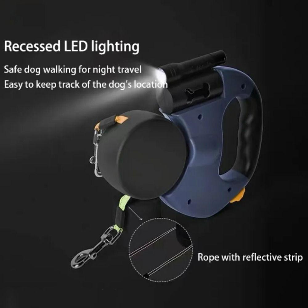 With Lights Dual Retractable Rotation Rope Reflective Dogs Auto Retractable Belt Walking