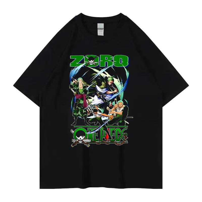 ONE PIECE Hotblooded Animation Trend Short Sleeve Mens Fashion Trend Brand Street Loose Couple Top Clothing Comfortable Loose