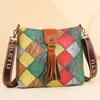 Women's Contrast Color Crossbody Bag Large Capacity Bucket Bag Mother Bag