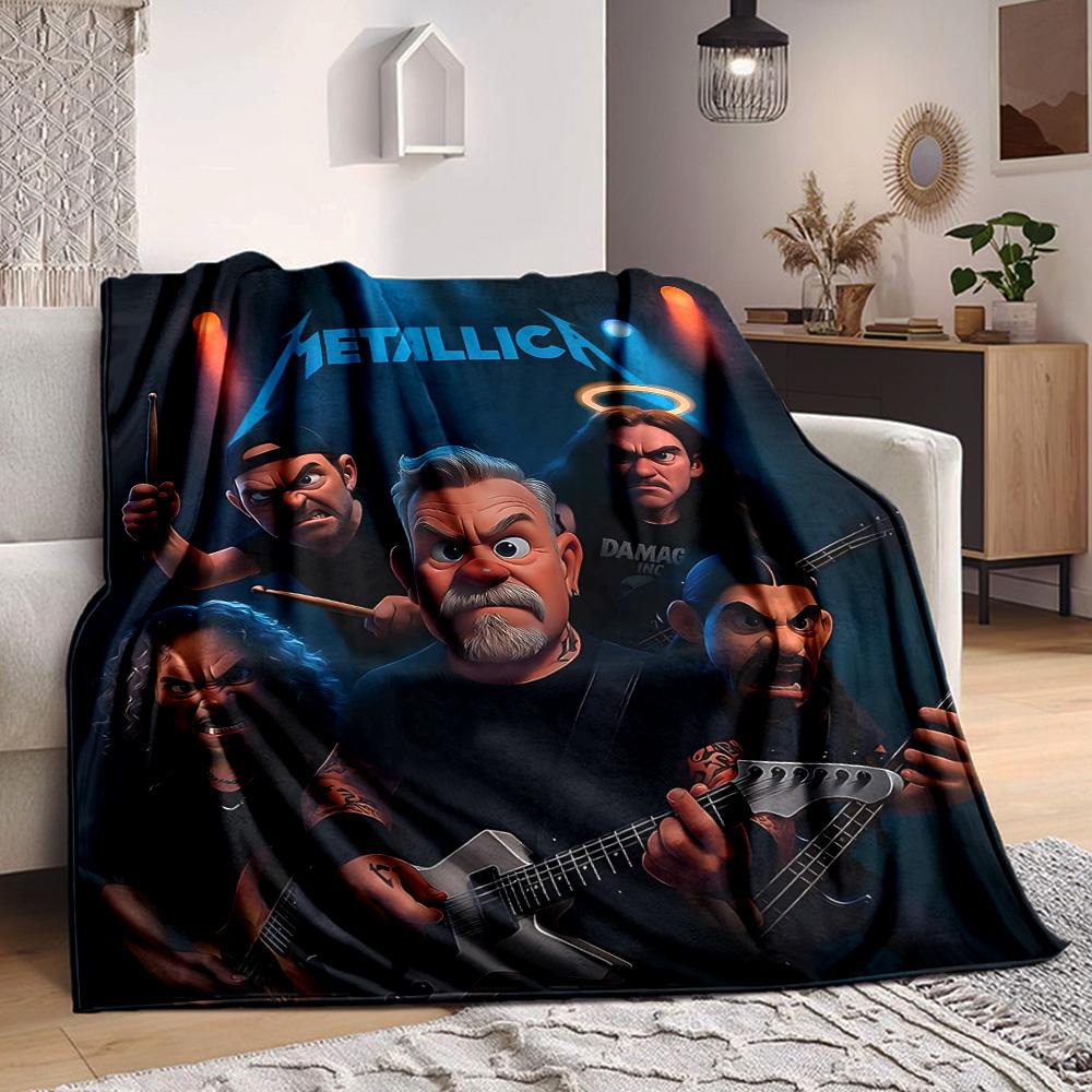 1pc Metallica Band Merchandise Blanket Lightweight Flannel Blanket Throw Blanket For Sofa, Bed, Travel, Camping, Livingroom, Office, Couch