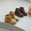 Retro Kids Outdoor Short Boots Spring Autumn Girls Tassel Ankle Boots School  Causal Children's Platform Leather Boots