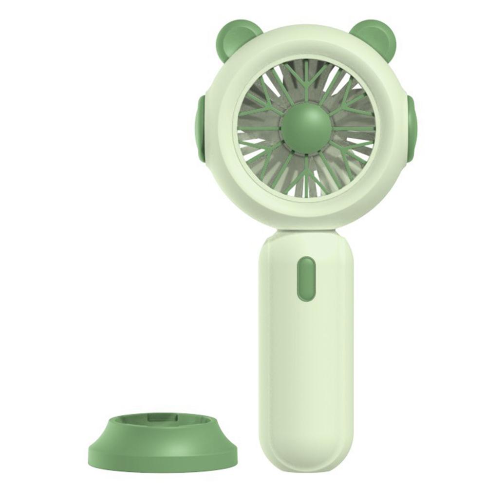 

1117A Mini Handheld Fan 3 Speeds Adjustable Summer Cooling Fan with Base Avocado Green