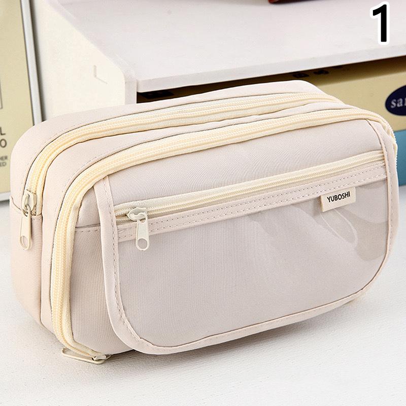 Large Capacity Pencil Bag Cute Capybara Stationery Holder Bag With Brooches Stickers Children Pen Case Animal Zipper Pouch