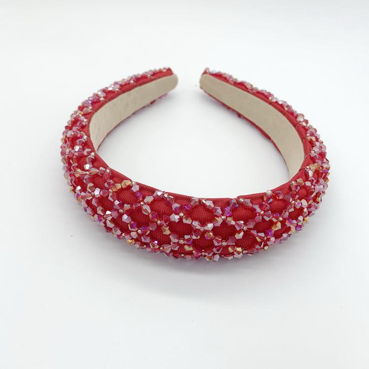 3cm Width Crystal Luxury Girl's Handmade Beaded Hairband Braided Rhinestone Bead Headband