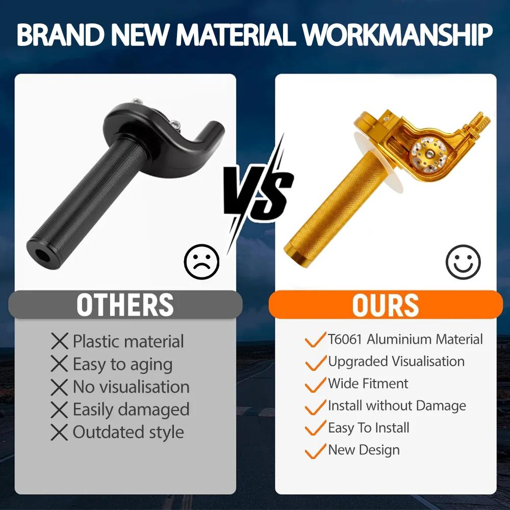 For ATV Quad Bike Motocross Moped Scooter Bike CNC Aluminum Parts 7/8" 22mm Universal Motorcycle Accelerator Throttle Twist Grip,Golden.