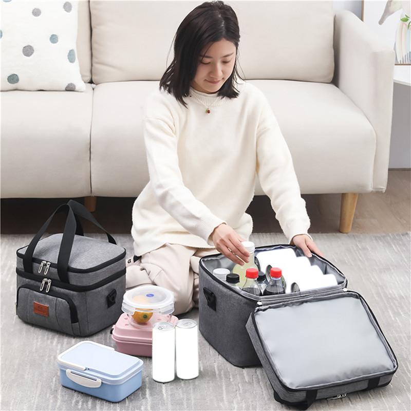 Insulated Lunch Bag For Women Large Capacity Thermal Picnic Box With Shoulder Strap Water Resistant Zipper Meal Prep Cooler Pack