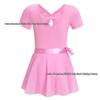 Girls' Short Sleeve Bow Jumpsuit with Sequin Half Skirt - Two-Piece Dance Outfit