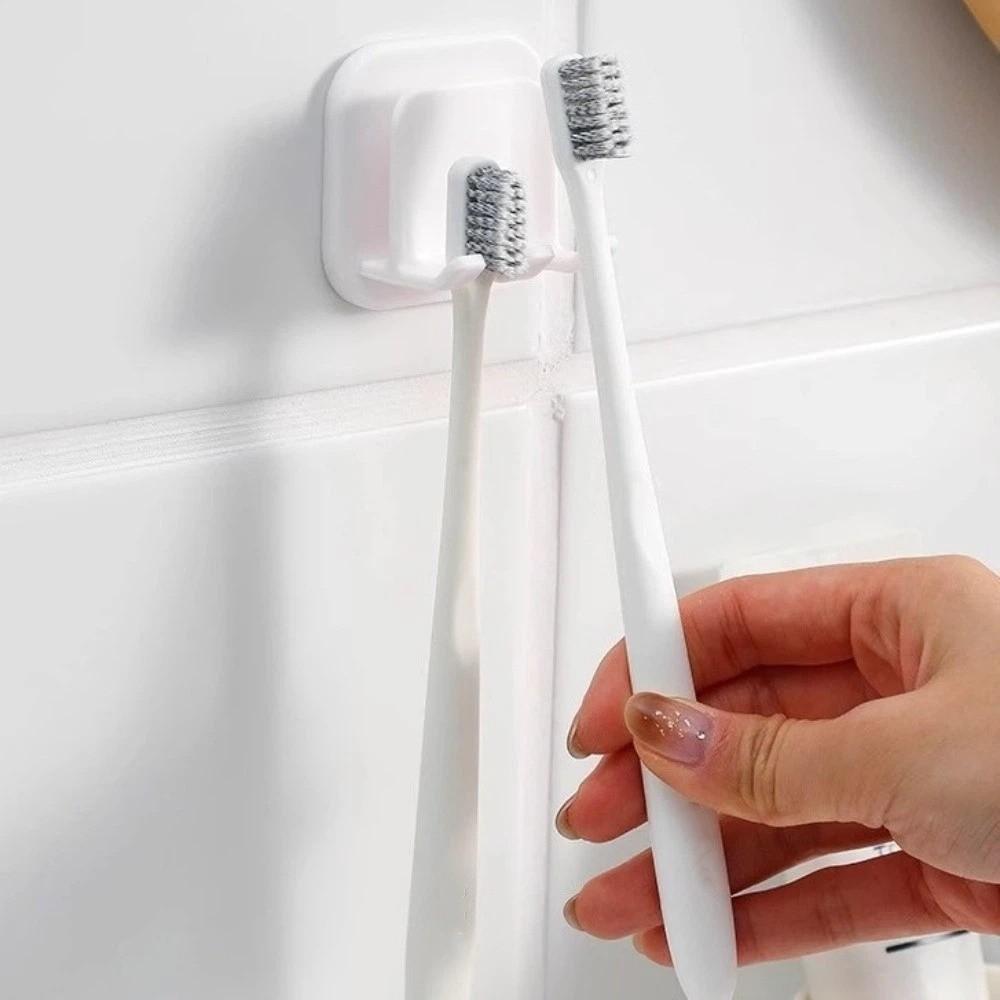 2PCS Punch-Free Bathroom Toothbrush Holder Plastic Toothbrush Shelf  Bathroom