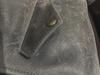 Men's Khaki Distressed Leather Jacket with Stand Collar and Multi-Pocket Design